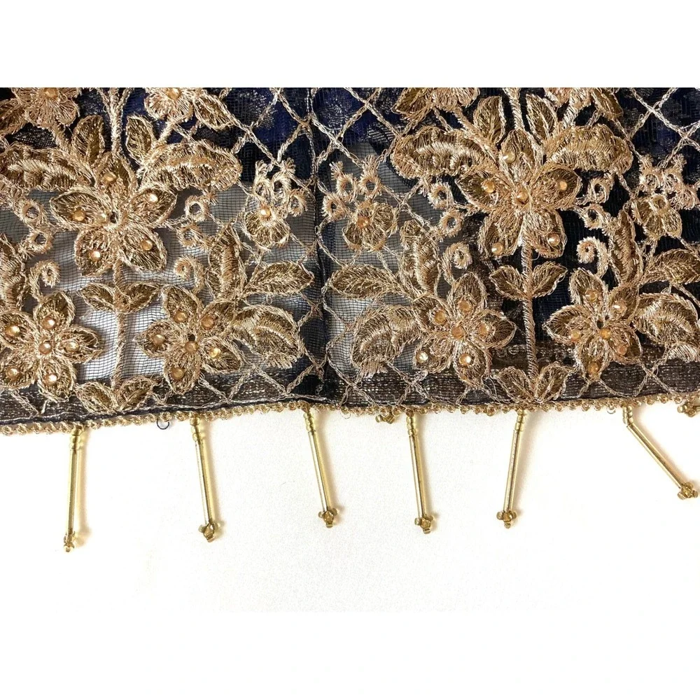 Kids Formal Navy Blue & Gold Embroidered‎ Dress Girls Party Occasion